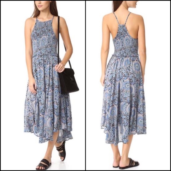 Free People Dresses & Skirts - Free People Smocked Boho Paisley Print Midi Dress